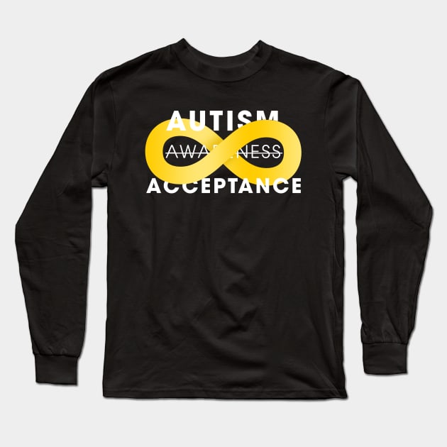 Autism Acceptance With Gold Infinity Long Sleeve T-Shirt by mia_me